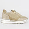 Immagine di SNEAKERS BEIGE CON DETTAGLI GLITTER ORO, ZIP LATERALE E LACCI FRONTALI
