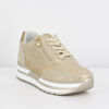 Immagine di SNEAKERS BEIGE CON DETTAGLI GLITTER ORO, ZIP LATERALE E LACCI FRONTALI