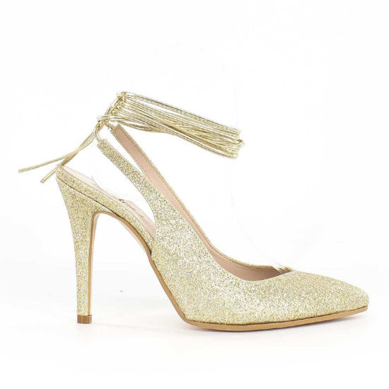 Immagine di MISS GLOBO - Décolleté di glitter lace up con scollo a V, tacco 10cm MADE IN ITALY