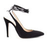 Immagine di MISS GLOBO - Décolleté di raso lace up con scollo a V, tacco 10cm MADE IN ITALY