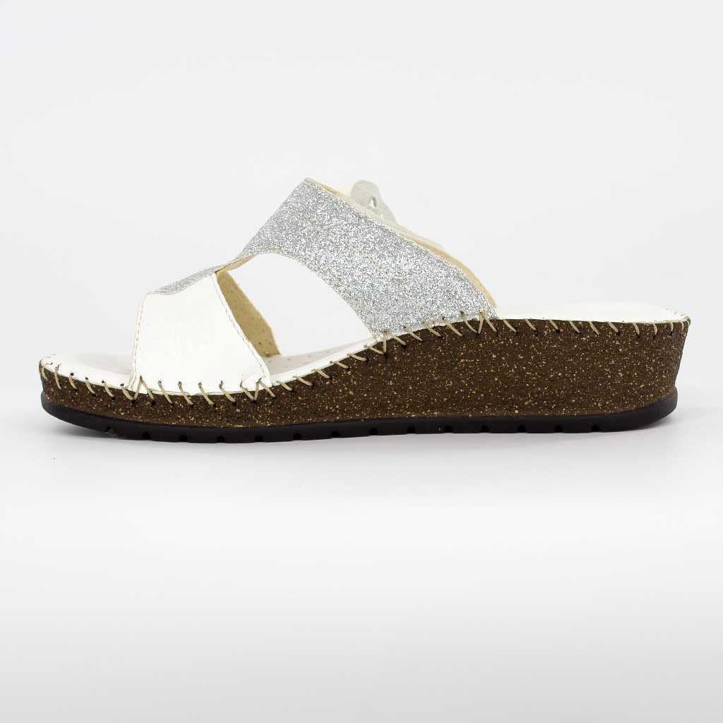 Patrizia Azzi Sandal Ciabatta Zatterone Woman High Cm 8 Insole In Genuine Leather Memory Made 792371