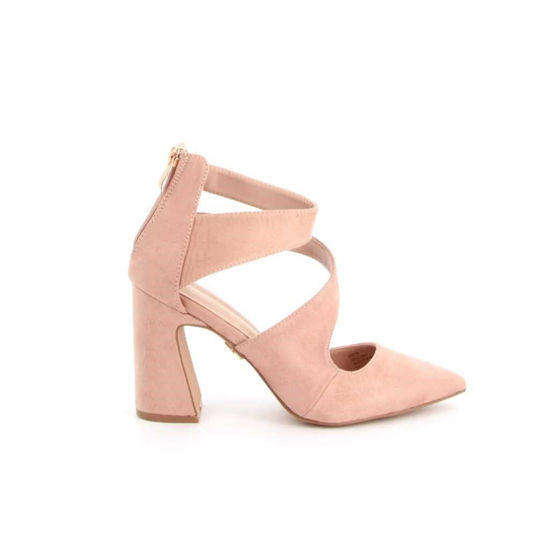 Immagine di MISS GLOBO- Décolleté con fasce diagonali e sottopiede in VERA PELLE, tacco 9,5CM