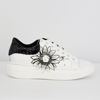 Immagine di ROXY ROSE - Sneakers bianca in pelle "made in italy" con fiore laterale e glitter