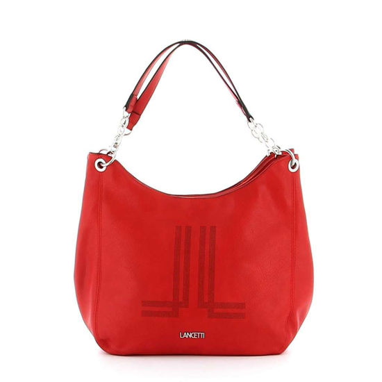 Immagine di LANCETTI- Shopping tre scomparti con logo traforato e tracolla rimovibile