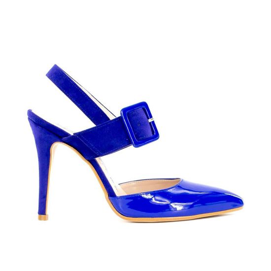 Immagine di MISS GLOBO- Décolleté slingback con fibbia e sottopiede in VERA PELLE, MADE IN ITALY, tacco 11,5CM