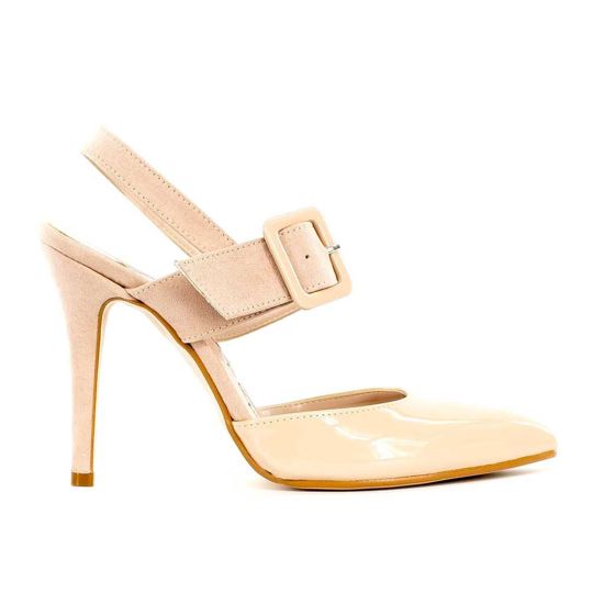 Immagine di MISS GLOBO- Décolleté slingback con fibbia e sottopiede in VERA PELLE, MADE IN ITALY, tacco 11,5CM