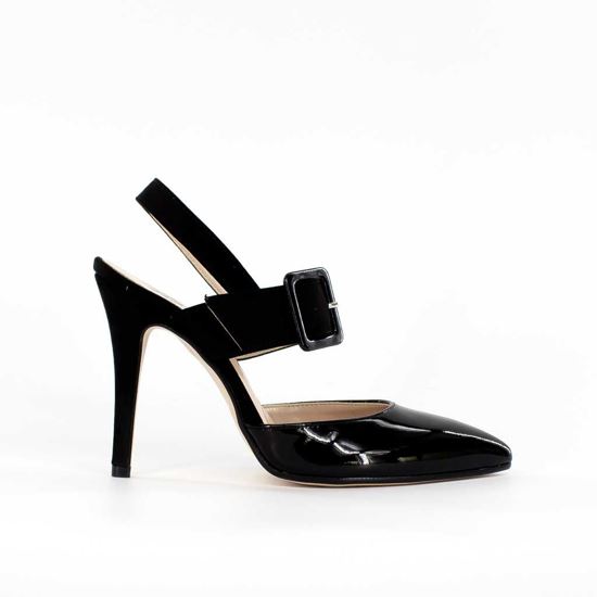 Immagine di MISS GLOBO- Décolleté slingback con fibbia e sottopiede in VERA PELLE, MADE IN ITALY, tacco 11,5CM