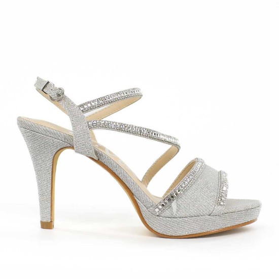 Immagine di DIVAS- Sandalo gioiello multifasce con lurex e strass, tacco 10CM