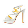 Immagine di DIVAS- Sandalo multifasce a S con lurex e strass, tacco 13CM