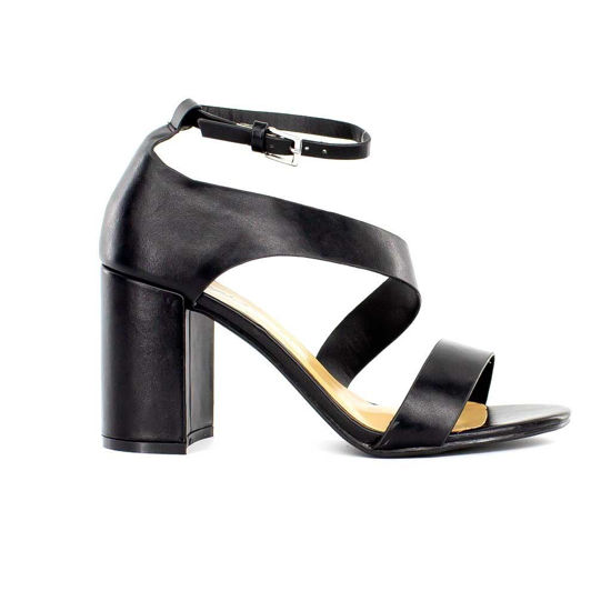 Immagine di MISS GLOBO - Sandalo con fascia diagonale e sottopiede in VERA PELLE, tacco 8,5cm
