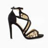 Immagine di MISS GLOBO - Sandalo bicolor con inserti pitonati e sottopiede in VERA PELLE, tacco 11,5cm