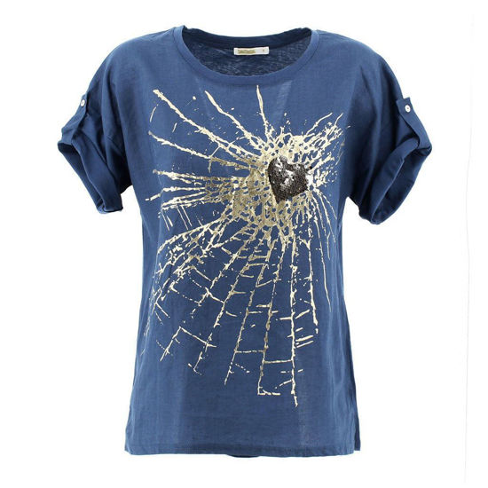 Immagine di BACHATA - TSHIRT MANICA CORTA LAMINATO+CUORE PAJETTE