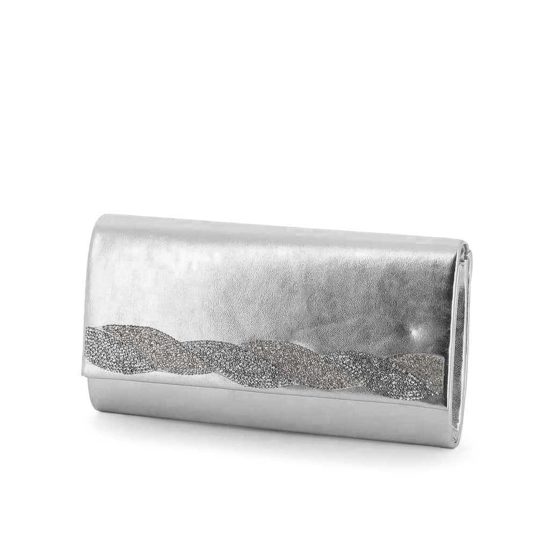 Immagine di MISS GLOBO- Pochette effetto metallizzato con treccia strass su patta