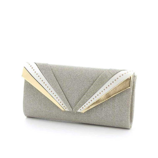 Immagine di DIVAS- Pochette lurex con fasce diagonali e strass su patta