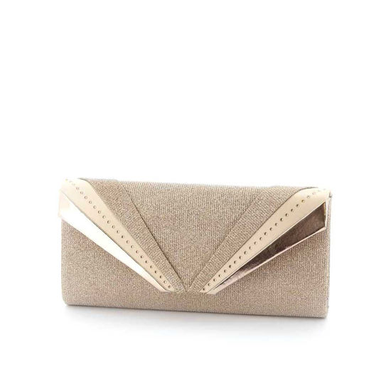 Immagine di DIVAS- Pochette lurex con fasce diagonali e strass su patta