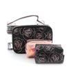 Immagine di BACHATA- Set 4 trousse fantasia rose stilizzate ed effetto laminato cangiante con trousse grande plastificata