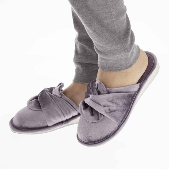 Immagine di IN BLU- Pantofole in velluto con fiocco