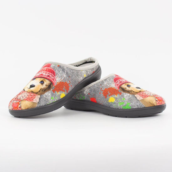 Immagine di BLU STAR- Pantofola con stampa cucciolo, MADE IN ITALY