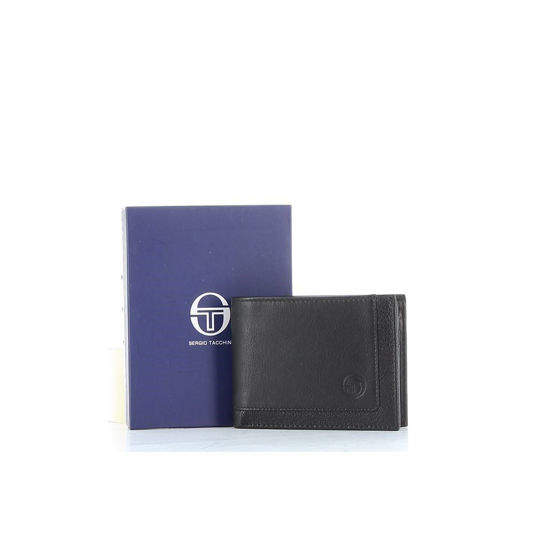 Immagine di SERGIO TACCHINI - Portafoglio in VERA PELLE con doppio scomparto banconote e tasca portaspicci