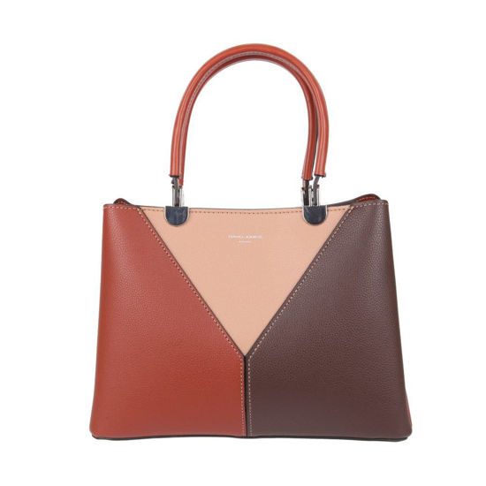 Immagine di DAVID JONES - Borsa due manici con fasce oblique e tracolla rimovibile