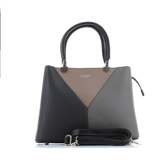 Immagine di DAVID JONES - Borsa due manici con fasce oblique e tracolla rimovibile
