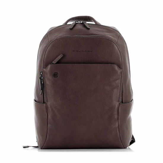 Immagine di PIQUADRO - Zaino porta computer 14'' in VERA PELLE, tre tasche principali e porta ombrello e bottiglia laterali