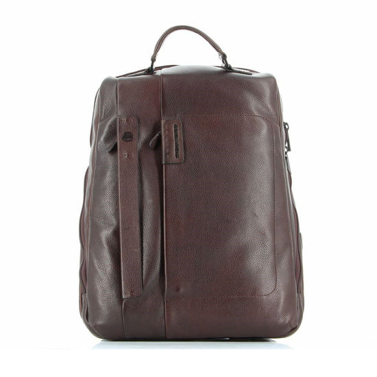 Immagine di PIQUADRO -  Zaino porta computer 15" in VERA PELLE  con doppia tasca frontale