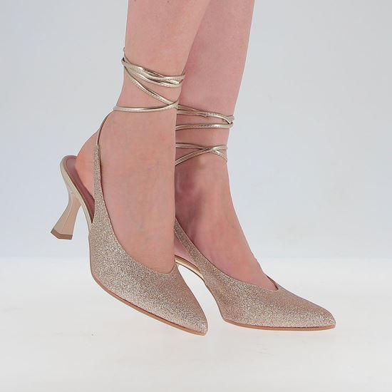 Immagine di MISS GLOBO - Décolleté glitterata slingback lace-up MADE IN ITALY,  tacco 7CM