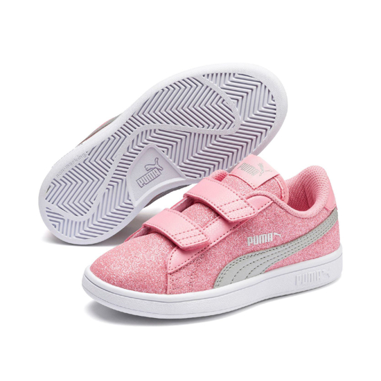 Globo E-Commerce - Calzature, Abbigliamento, Sport, Intimo, Accessori -  PUMA - Sneakers da bambina rosa glitter e bianca con doppio strappo e  soletta in memory foam, numerata 20/27 - SMASH V2 GLITZ GLAM V INF