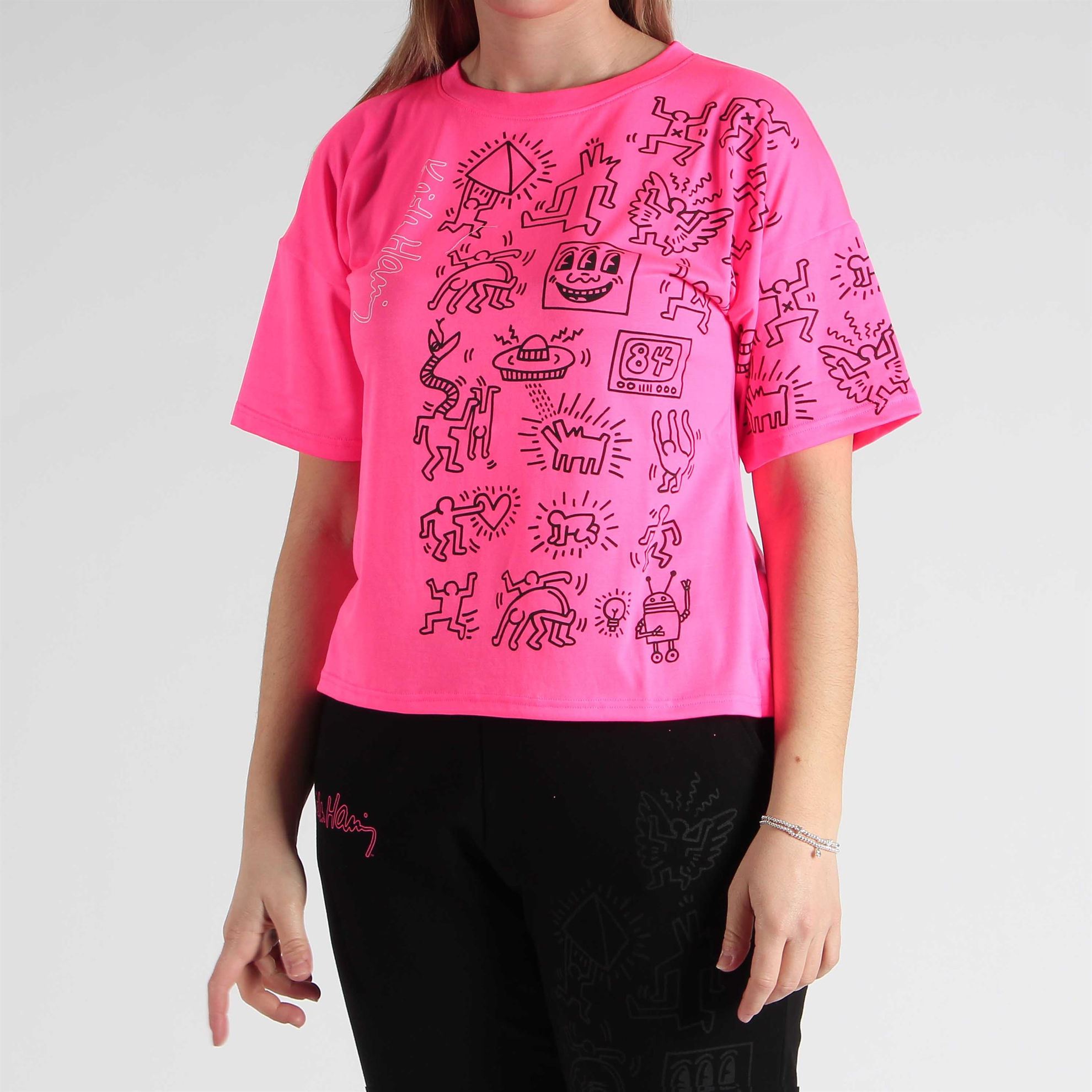 T-Shirt Donna Girocollo Mezza Manica Stampa in Jersey 100% Cotone 100% Made in Italy (as6, Alpha, x_s, Regular, Regular, Bianco, XS