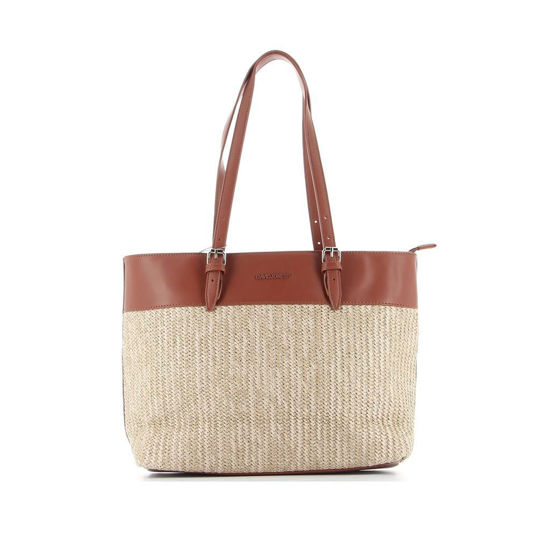 Immagine di DAVID JONES - Borsa shopping multimateriale con fibbie sui manici
