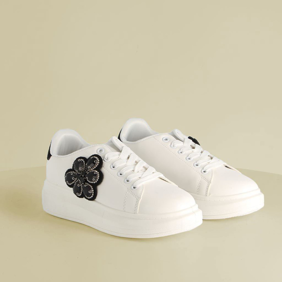 Immagine di VANILLA PUNK - Sneakers con applicazione fiore rivestito di strass e pietre