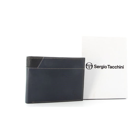 Immagine di SERGIO TACCHINI - Portafoglio in VERA PELLE con doppio scomparto banconote e tasca portaspicci