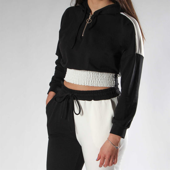 Immagine di PAQUITA - FELPA MEZZA ZIP BICOLORE CON CAPPUCCIO