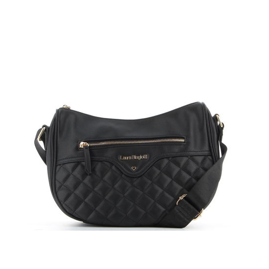 Immagine di LAURA BIAGIOTTI - Tracolla mezzaluna trapuntata a rombi con tasca zip frontale