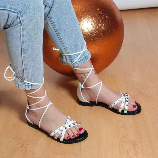 Immagine di MY JEWELS - Sandalo lace up con borchie e punti luce