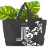 Immagine di LANCETTI - Borsa mare con stampa logo e fiori e tasca zip posteriore