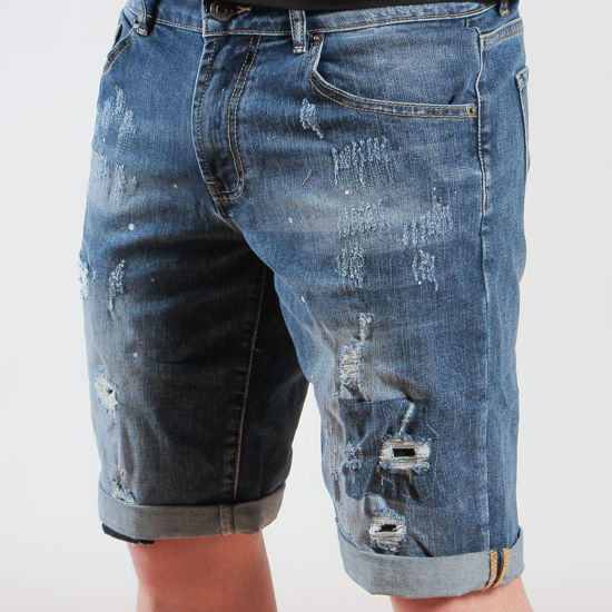 Immagine di BERMUDA JEANS 5 TASCHE ROTTURE BLU