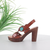 Immagine di AD+GUAPA - Sandalo in VERA PELLE traforato con applicazione fiori e strappo alla caviglia, tacco 10,5CM