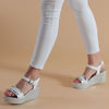 Immagine di MY JEWELS - Sandalo in VERA PELLE con fascia effetto onde, zeppa 7,5CM