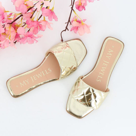 Immagine di MY JEWELS - Ciabatta con punta quadrata e fascia trapuntata