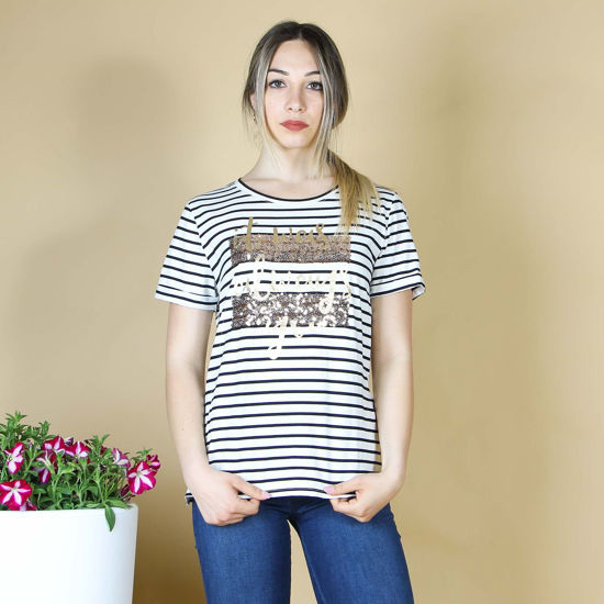 Immagine di BACHATA - TSHIRT MANICA CORTA RIGHE E STAMPA
