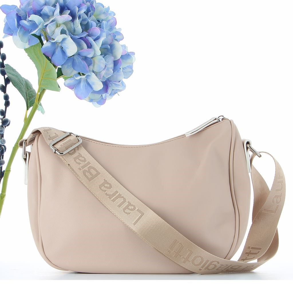 Borsa Donna Laura Biagiotti Linea Arcade - Pelle Sintetica Verniciata, Stampa LB, Manici E Tracolla, 30x12x22 Cm