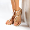 Immagine di MISS GLOBO - Sandalo infradito gioiello oro con pietre e strass e sottopiede in cuoio rigenerato