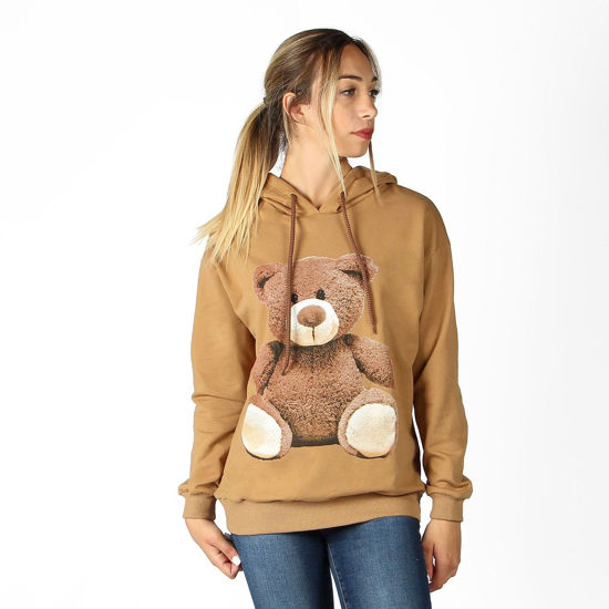 Immagine di MY JEWELS - FELPA CAMEL  STAMPA ORSETTO