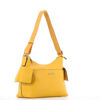 Immagine di Borsa gialla con manico regolabile e tasche laterali con patta