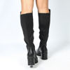 Immagine di DETTAGLI - Stivale nero con zip laterale e gambale bimateriale, tacco 6,5CM