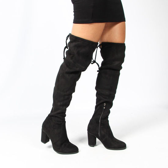 Immagine di DETTAGLI - Stivale nero con zip laterale e coulisse elastica, tacco 8,5CM