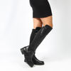 Immagine di DETTAGLI - Stivale nero con zip laterale e gambale bimateriale, tacco 3,5CM