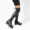 Immagine di ZOE - Stivale nero con zip laterale e coulisse elastica, tacco 6CM
